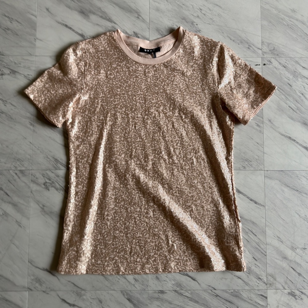 DKNY t-shirt sequin nude Size S